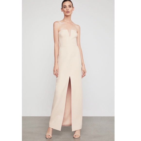 BCBGMaxAzria Blush Neutral Strapless Straight Maxi Formal Gown - Picture 2 of 13